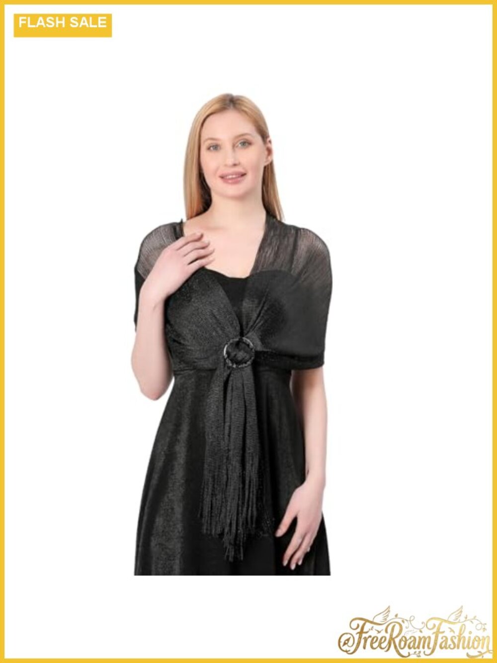Metallic Sparkling Shawl Wrap with Buckle for Evening Dresses & Weddings
